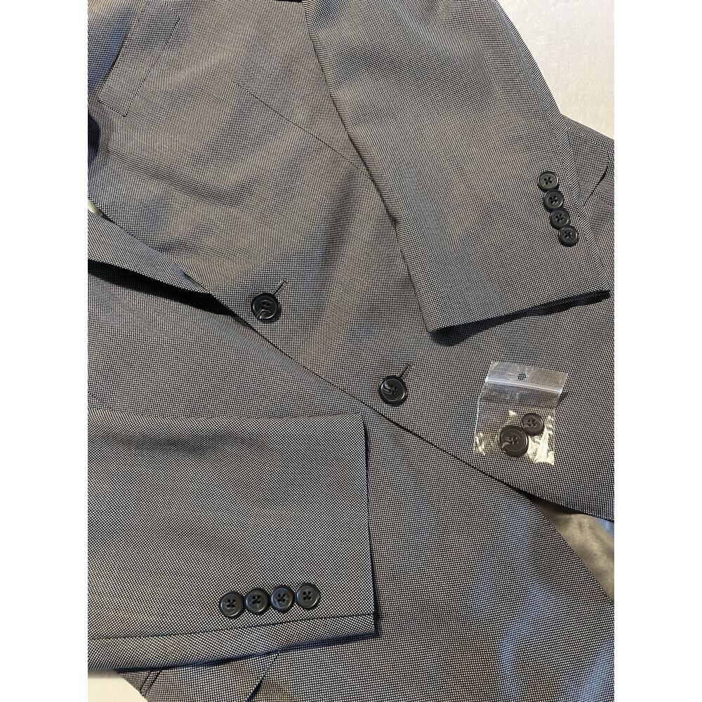 Samuelsohn 40R Black and Gray Birdseye Casual Designer Blazer Sport Jacket - Picture 8 of 15